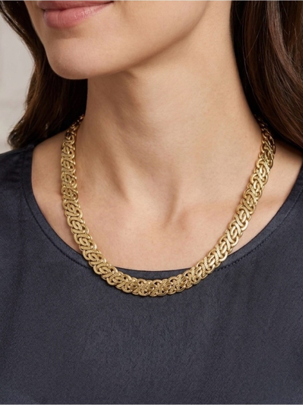 Goldtone Byzantine Statement Necklace by Romanza Italy 18”